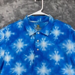 Chubbies Mens Blue Tie Dye Snowflake Polo Shirt Size M Short Sleeve Golf